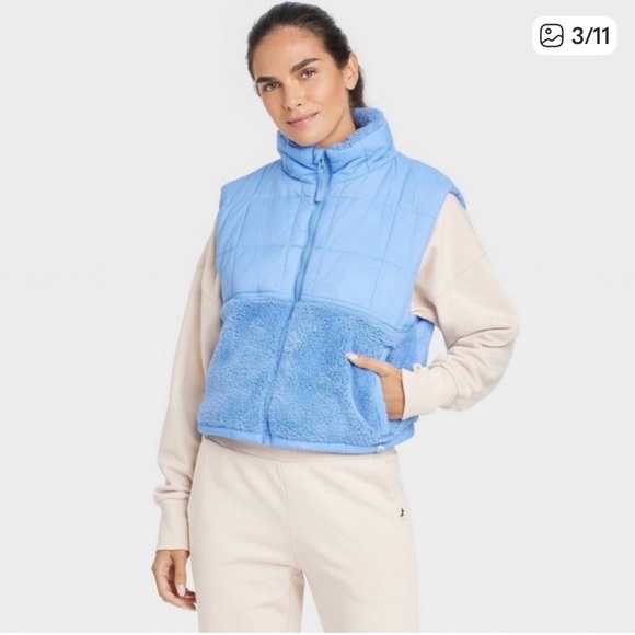 JoyLab Jackets & Blazers - JoyLab Light Blue Quilted Vest